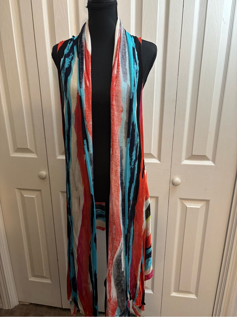 Peter Nygard Multicolor Duster Open Sleeveless Cardigan Coverup